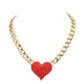Heart Rhinestone Pave Chunky Metal Chain Necklace