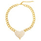 Heart Rhinestone Pave Chunky Metal Chain Necklace