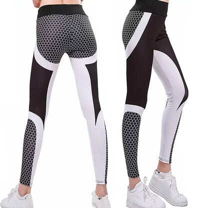 Pantalones Leggings de Deporte Yoga Fitness para Gimnasio Fruncidos de Diseño de Panal de Abeja de Cintura Alta