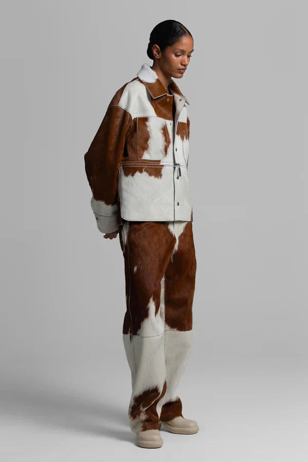 Women Cropped Cow Print Jacket & Pant  – Genuine Hair-On Pony Hair