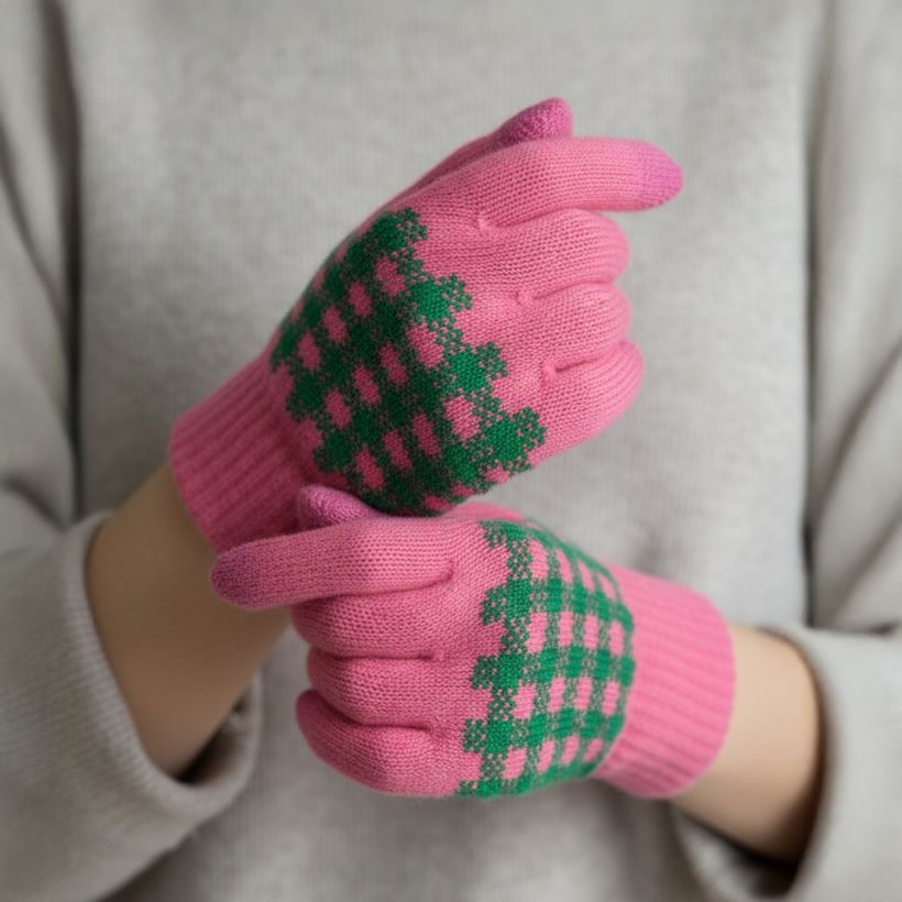 Holiday Plaid Pattern Smart Touch Winter Gloves