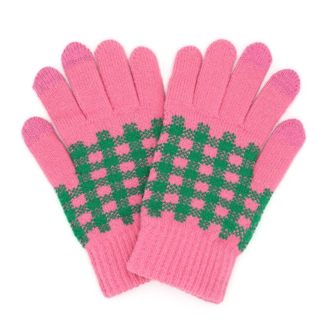 Holiday Plaid Pattern Smart Touch Winter Gloves