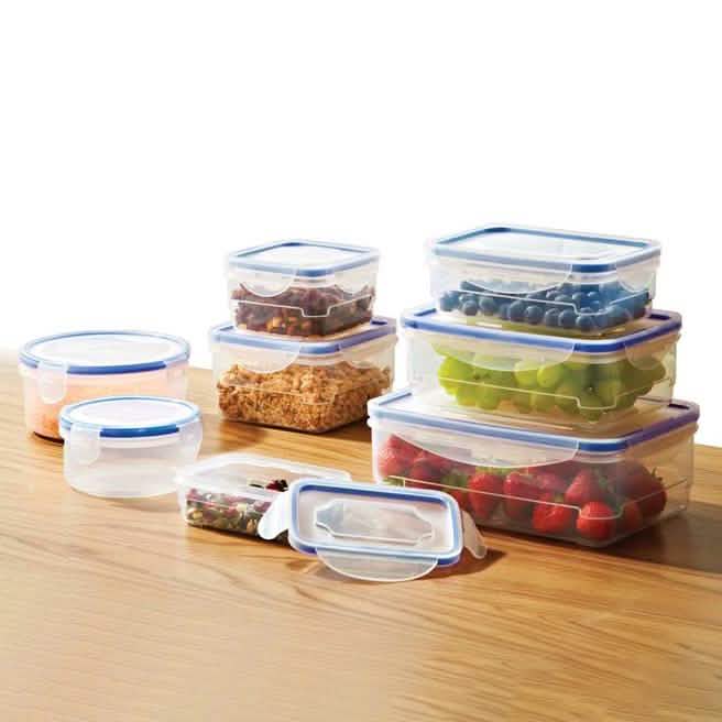 Juego de recipientes de plástico para alimentos con tapa de cierre hermético