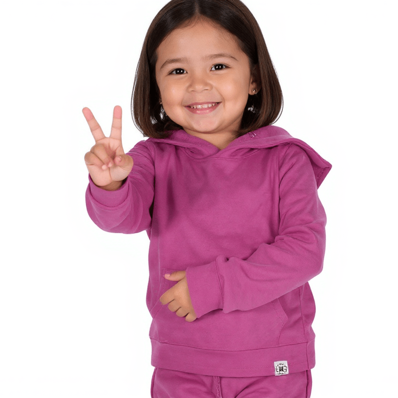 Conjunto de Sudadera con Capucha y Jogger Frambuesa Rosada