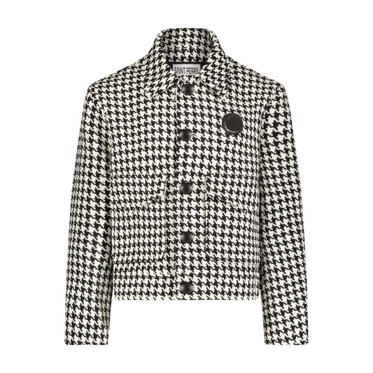 Chaqueta de corte recto con estampado de pata de gallo