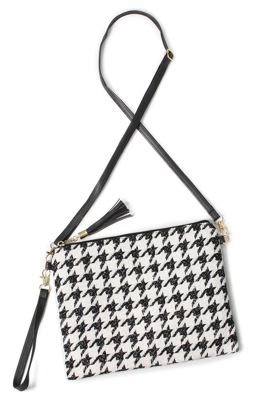 Houndstooth Pattern Crossbody Bag