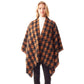 Houndstooth Printed Ruana Poncho Houndstooth Open Poncho