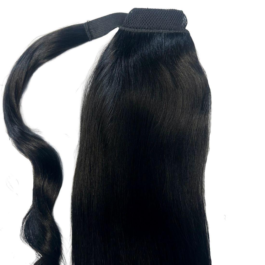 Extensiones de coleta de cabello humano 100% azabache