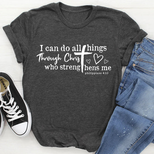 "I Can Do All Things Through Christ" – Scripture Faith Graphic Top