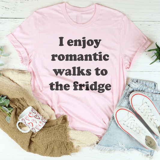 "I Enjoy Romantic Walks To The Fridge" – Foodie Humor Graphic Shirt