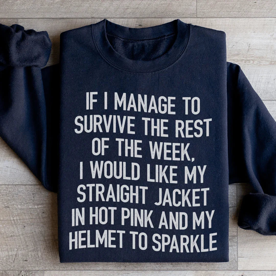 Cozy Chaos Humor Pullover – "Straight Jacket In Hot Pink & Sparkle Helmet" Sweatshirt