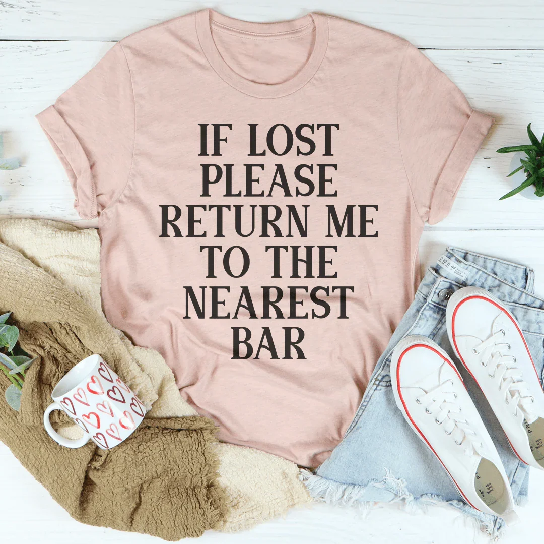Girls' Night & Vacation Top – "If Lost Please Return To Bar" Graphic Tee