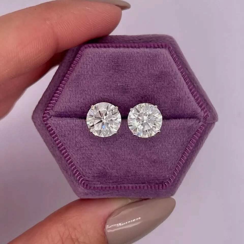 Pendientes de compromiso de diamantes IGI VVS2 E redondos 7,54 Ctw creados en laboratorio