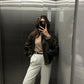 Overseize Distressed Brown Leather Jacket for All Retro, Casual Style - Classic Brown Designer leather jackets for women, Easter Sale