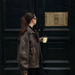 Overseize Distressed Brown Leather Jacket for All Retro, Casual Style - Classic Brown Designer leather jackets for women, Easter Sale