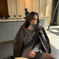Overseize Distressed Brown Leather Jacket for All Retro, Casual Style - Classic Brown Designer leather jackets for women, Easter Sale
