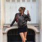 Vintage 90s Oversized Leather Bomber Jacket ,Distressed Black Real Leather Jacket,  Parisian Street Style Women’s Outerwear.