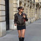 Vintage 90s Oversized Leather Bomber Jacket ,Distressed Black Real Leather Jacket,  Parisian Street Style Women’s Outerwear.