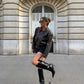 Vintage 90s Oversized Leather Bomber Jacket ,Distressed Black Real Leather Jacket,  Parisian Street Style Women’s Outerwear.