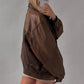 Chaqueta bomber de cuero genuino de piel de cordero marrón de gran tamaño hecha a mano para mujer de los años 80, chaqueta de cuero auténtico para mujer, regalo para él y ella