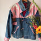 Vintage 80s Denim pink leather statement Jacket