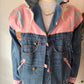 Vintage 80s Denim pink leather statement Jacket