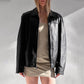 1990 Ladies Pure black Leather Bomber jacket, Women Oversized Straight Cut Sheep Leather, Women's Soft Casual jacket, Gift streetwear outfit