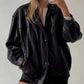 90's Style Women Oversized Bomber Leather Jacket, Ladies Black Leather Jacket, Women's Bomber Jacket, Gift for Her, Christmas Jacket Gift