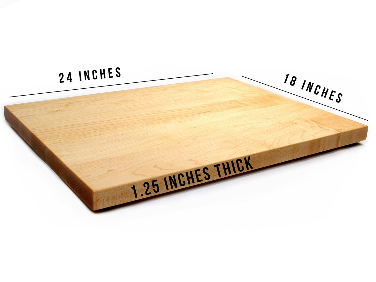 Tabla de cortar de bloque de carnicero extra grande de 1,25" de grosor con patas de goma, tabla de cortar gruesa, tabla de cortar de madera, madera de arce dura hecha en Estados Unidos