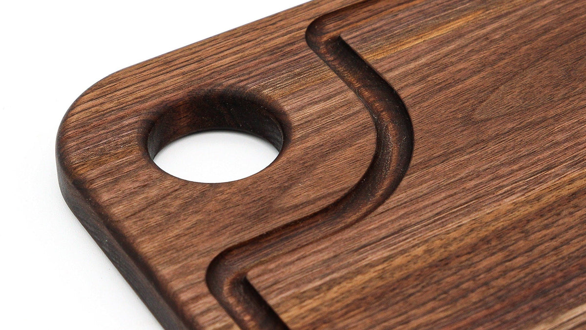 Large Wood Cutting Board With Thumb Hole and Juice Groove 18x12 Inches, Wood Cheese Board, Wooden Chopping Board, 100% Made in the USA