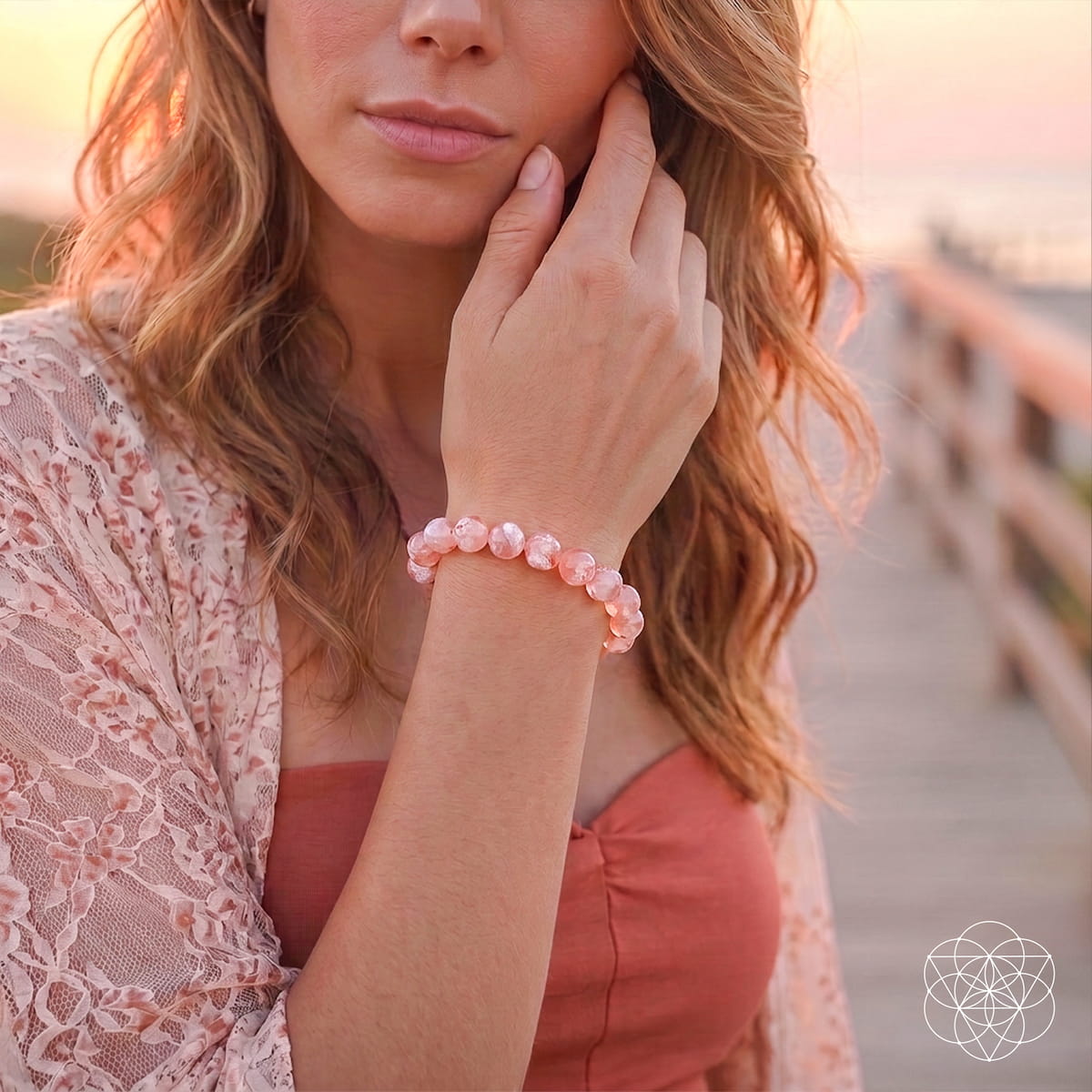 La Mujer en la Que Te Estás Convirtiendo - Pulsera de Ágata Flor de Cerezo