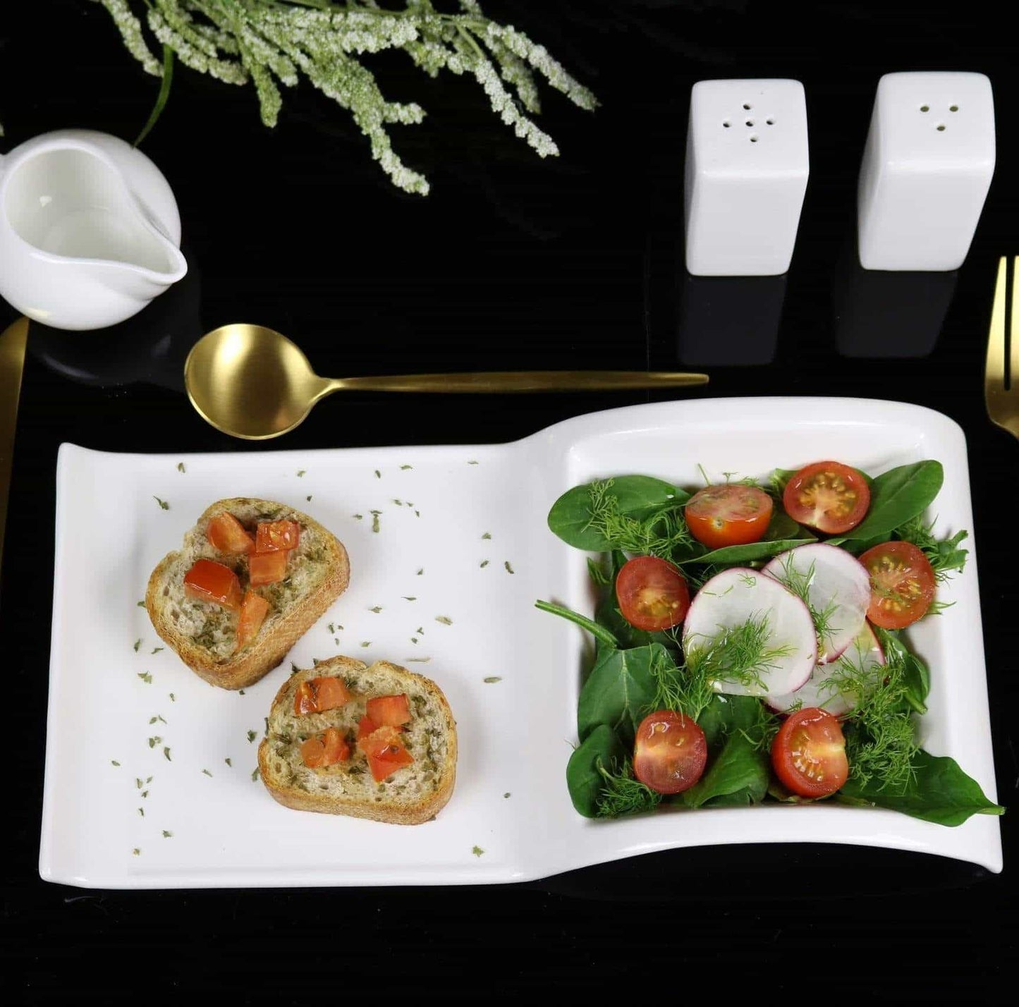 Plato de ensalada seccionado -Juego de 4 piezas