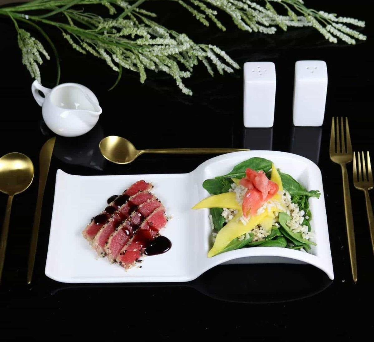 Plato de ensalada seccionado -Juego de 4 piezas