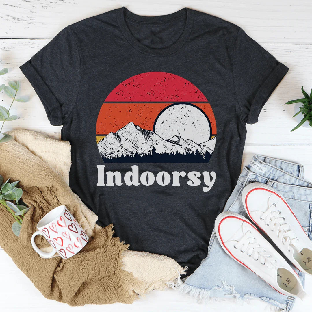 Cozy Homebody Aesthetic Shirt – "Indoorsy" Retro Graphic Tee