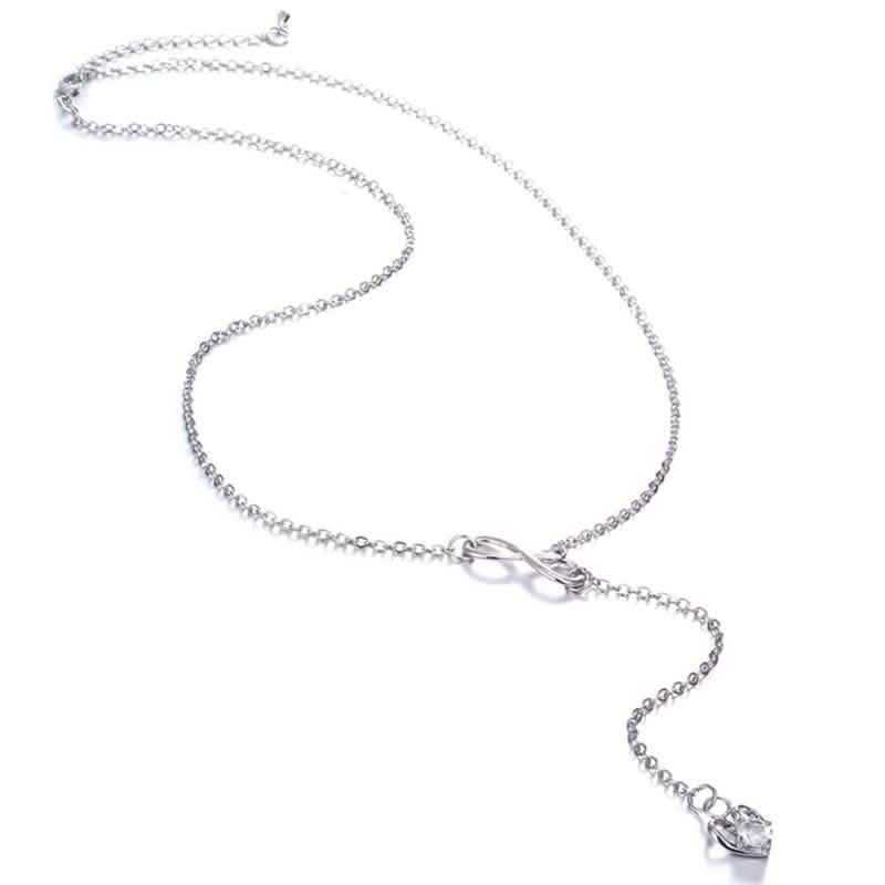 Collar colgante de cristal lariat Corazón Infinito