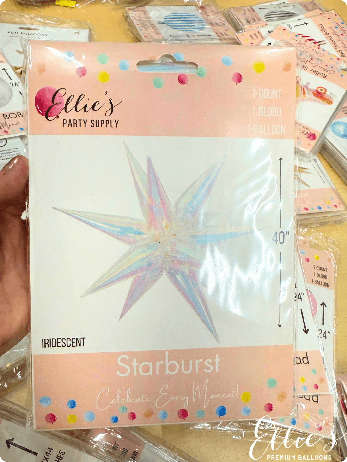 Globo de racimo de estrellas iridiscente | Estrella de aluminio holográfica de 12 puntas