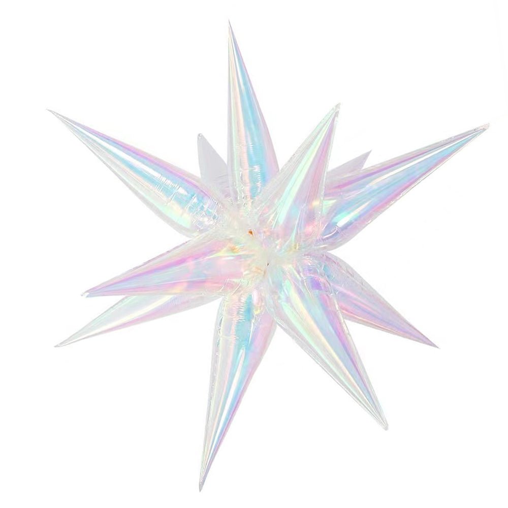 Globo de racimo de estrellas iridiscente | Estrella de aluminio holográfica de 12 puntas