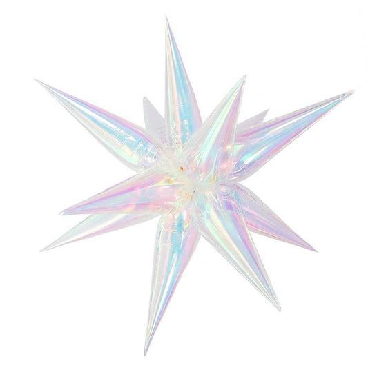 Globo de racimo de estrellas iridiscente | Estrella de aluminio holográfica de 12 puntas