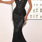 Cinderella Divine J810 Long Fitted Mermaid Gown Metallic Embroidered Lace