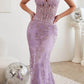 Cinderella Divine J810 Long Fitted Mermaid Gown Metallic Embroidered Lace