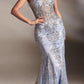 Vestido largo ajustado de corsé con estampado floral brillante Ladivine J810