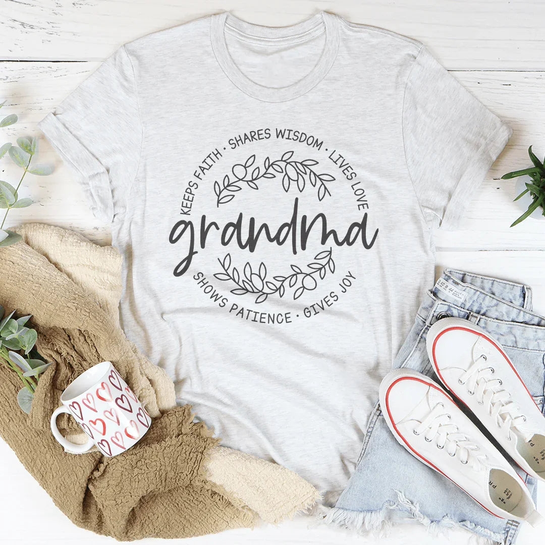 Keeps Faith Shares Wisdom Lives Love Tee