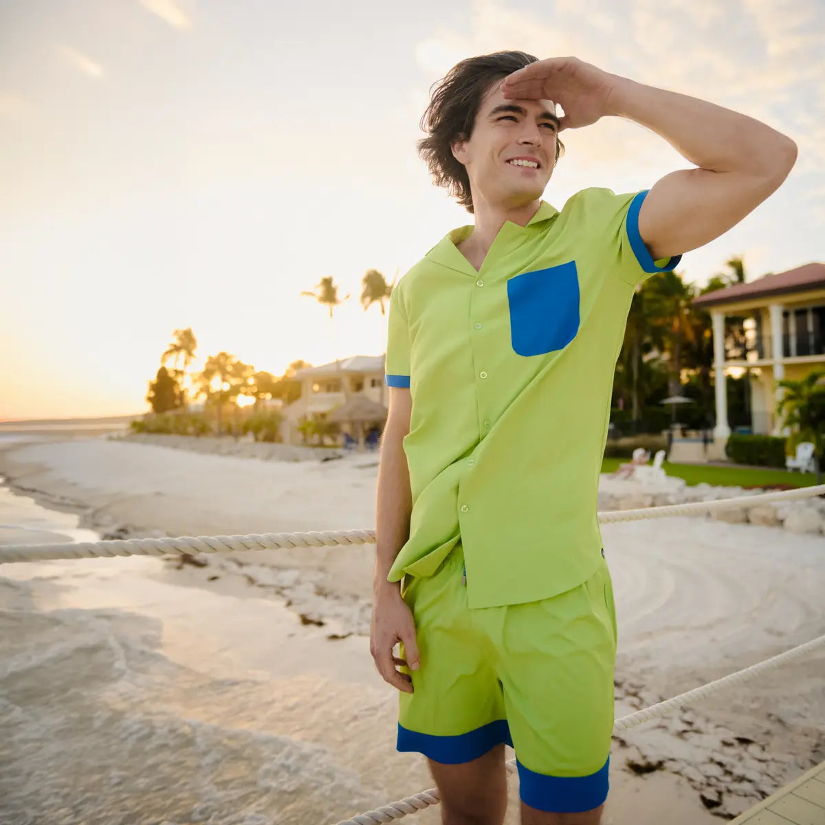 Key Lime Hybrid Short, Compression Lined Swim and Resort Trunk