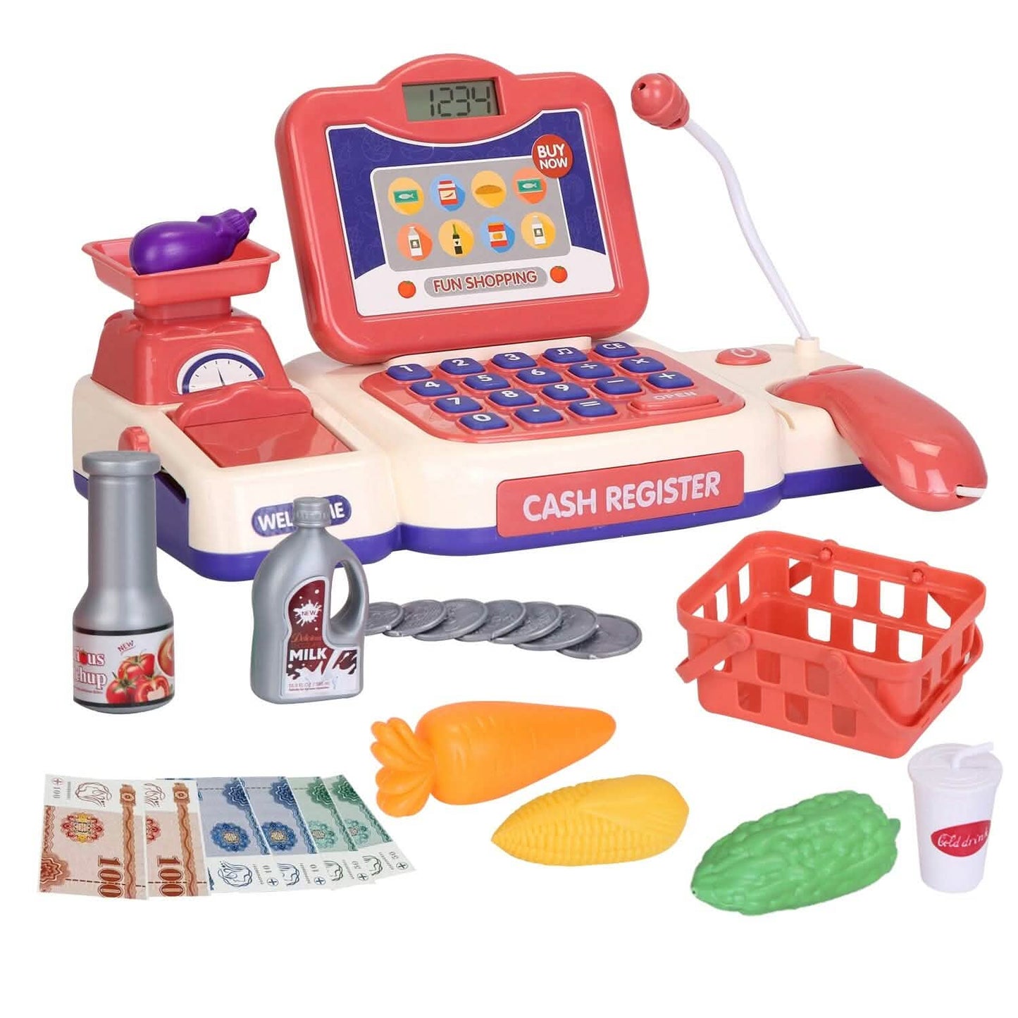 Caja Registradora de Juguete para Niños con Escáner y Calculadora para Juego de Simulación