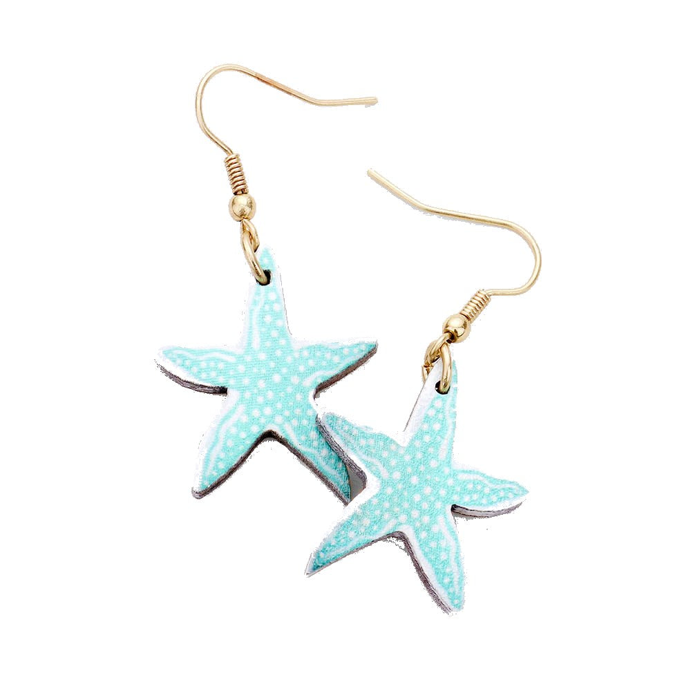 Kimber Wood Watercolor Sea Life Dangle Earrings