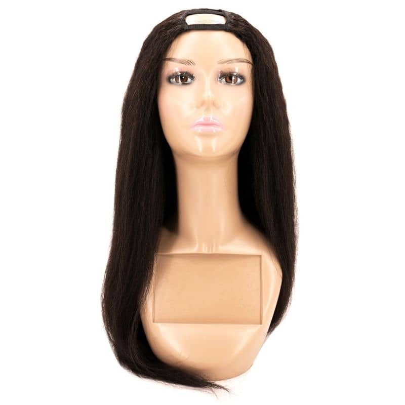 Peluca de cabello humano 100% de parte en U liso y rizado