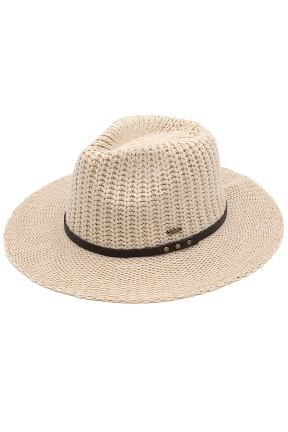 Knit C.C Fedora Hat with Leather Band