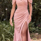 Cinderella Divine KV1057 Crepe Off the Shoulder Dress