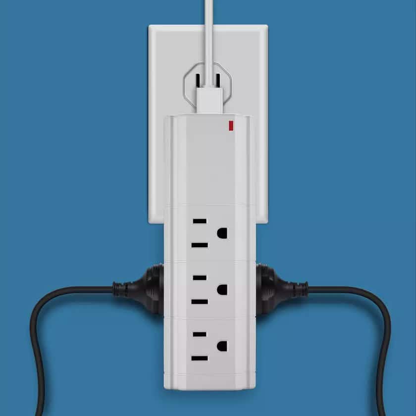 LAX Torre de carga múltiple con protección contra sobretensiones, 9 tomas de corriente y 2 puertos USB