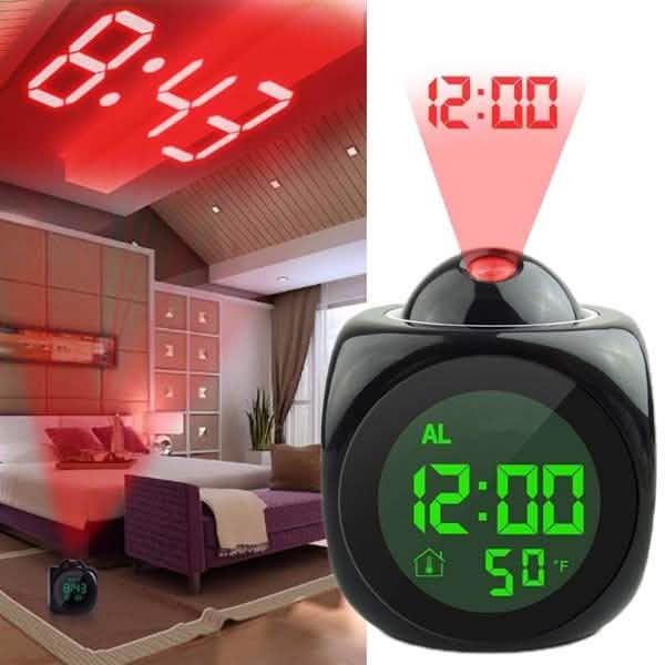 Despertador con Proyección LCD y Función de Aviso por Voz